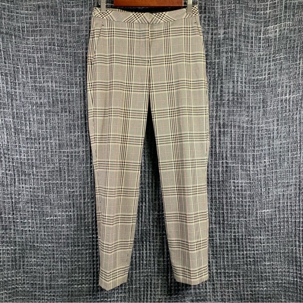 H&M Plaid Pattered Cropped Ankle Mid-Rise Women's Trousers Pants Size 2 #906